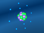 Image: a neon atom with its protons, neutrons and electrons